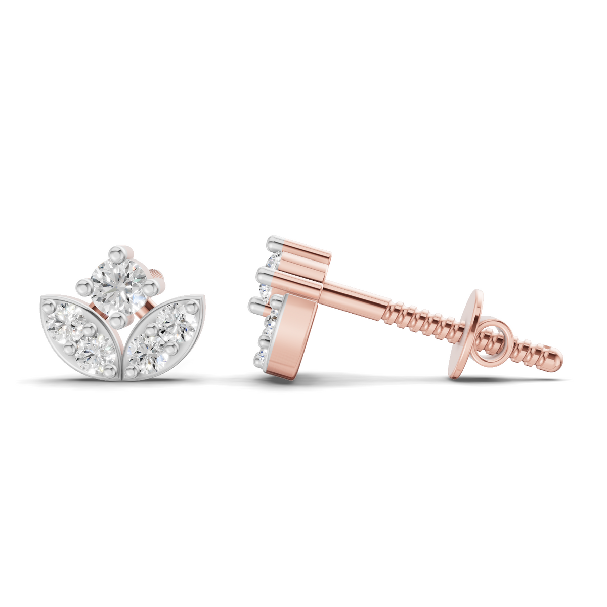 Majestic Petal Diamond Stud Earrings