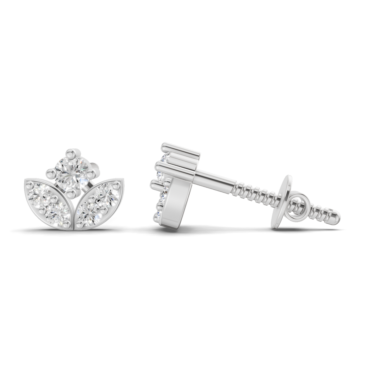 Majestic Petal Diamond Stud Earrings