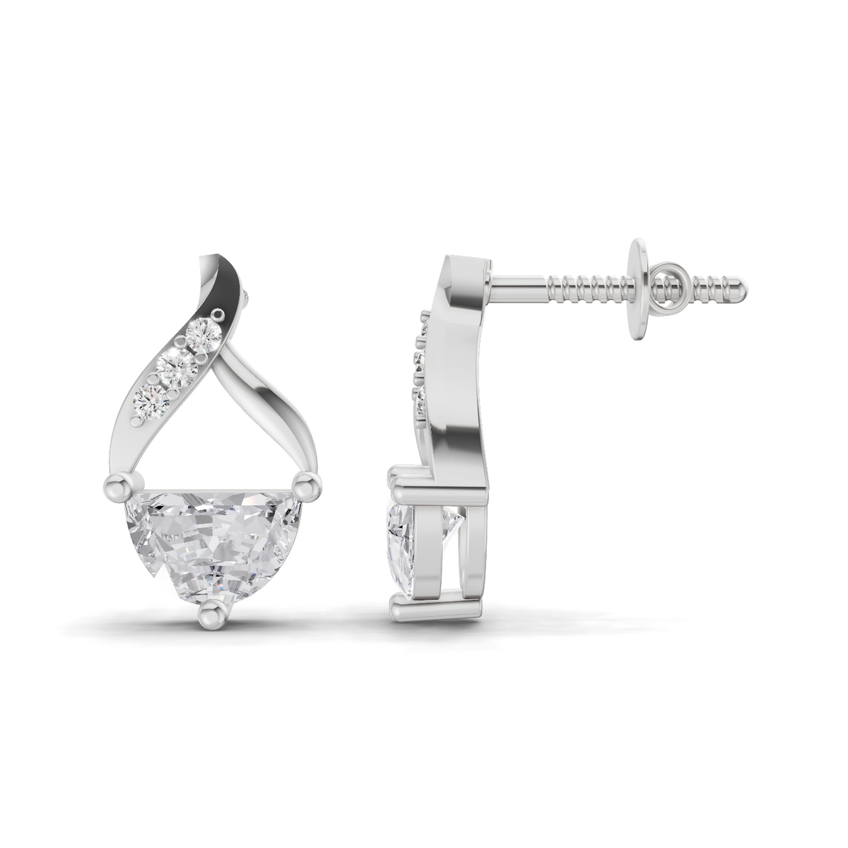 0.94 Carat Platinum And Diamond Stud Earrings 14K - White Gold