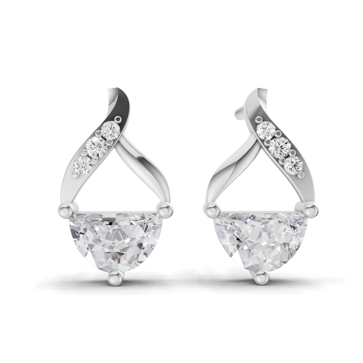 0.94 Carat Platinum And Diamond Stud Earrings 14K - White Gold