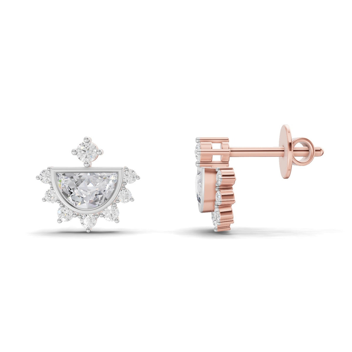 Celestial Moon Halo Diamond Earrings