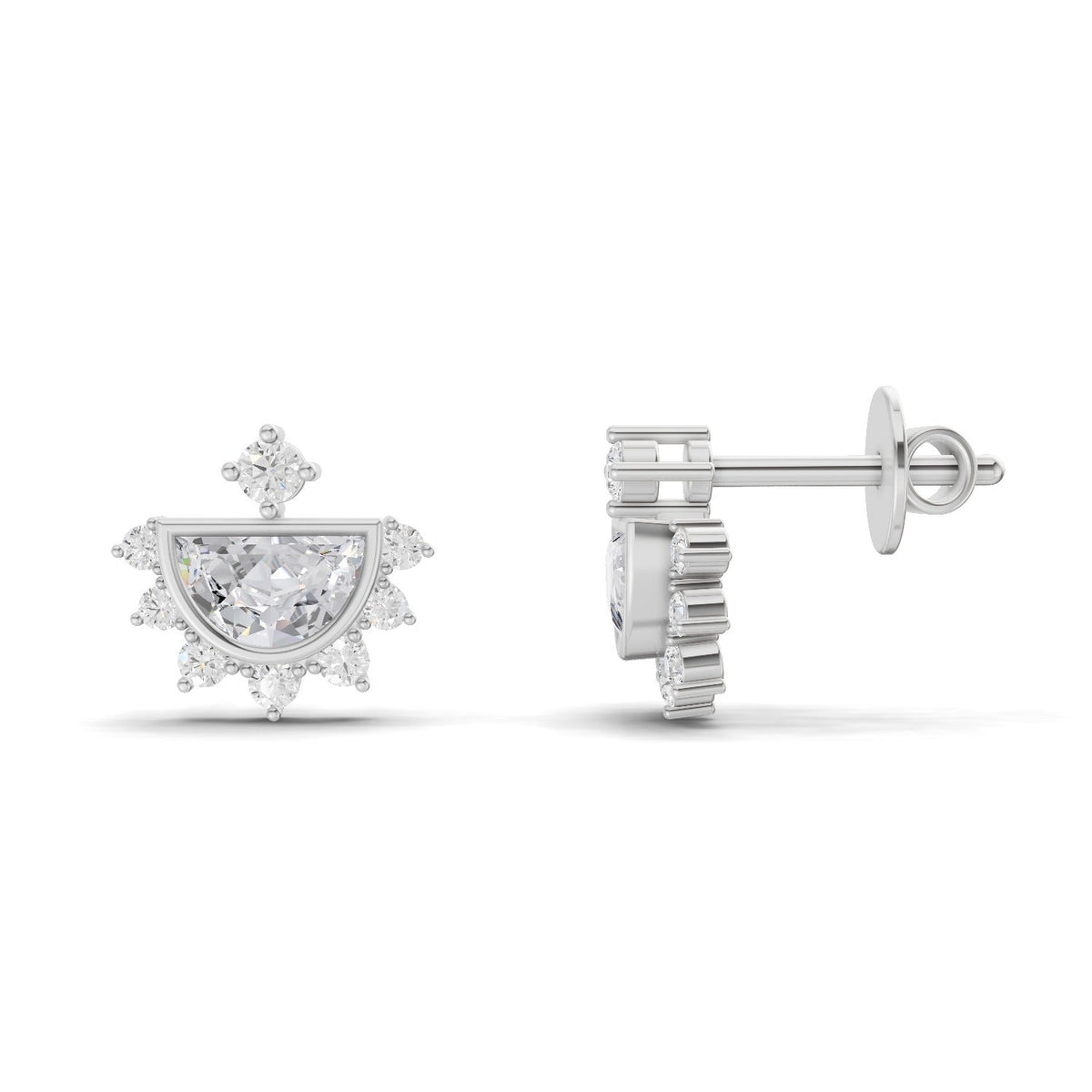 Celestial Moon Halo Diamond Earrings