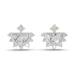 1.11 Carat Half-Moon Halo Studs Earrings 14K