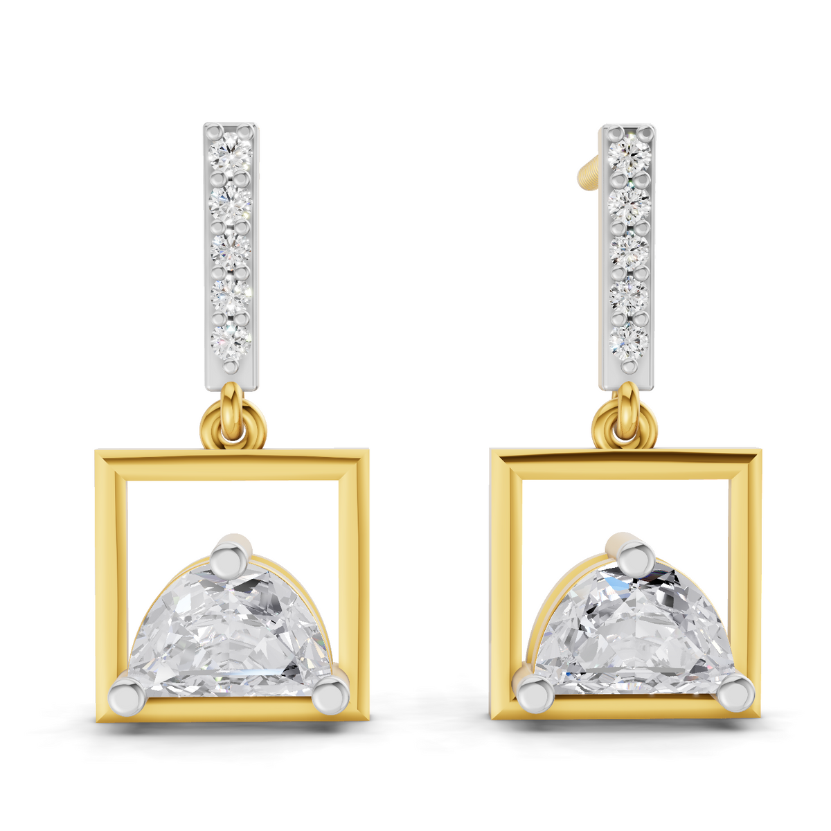 0.93 Carat Trillion Cut Halfmoon Earrings 14K