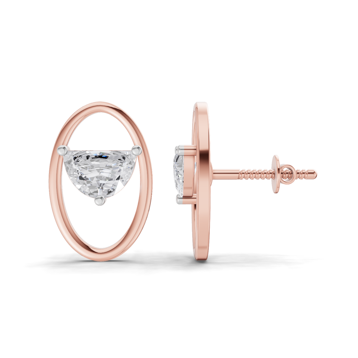 Ethereal Oval Diamond Stud Earrings