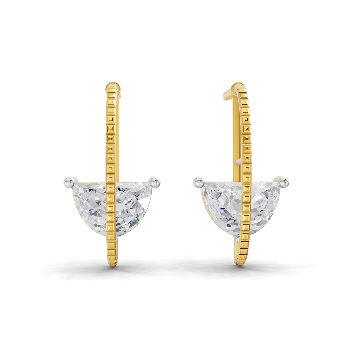 1.96 Carat Half-Moon Diamond Earrings 14K