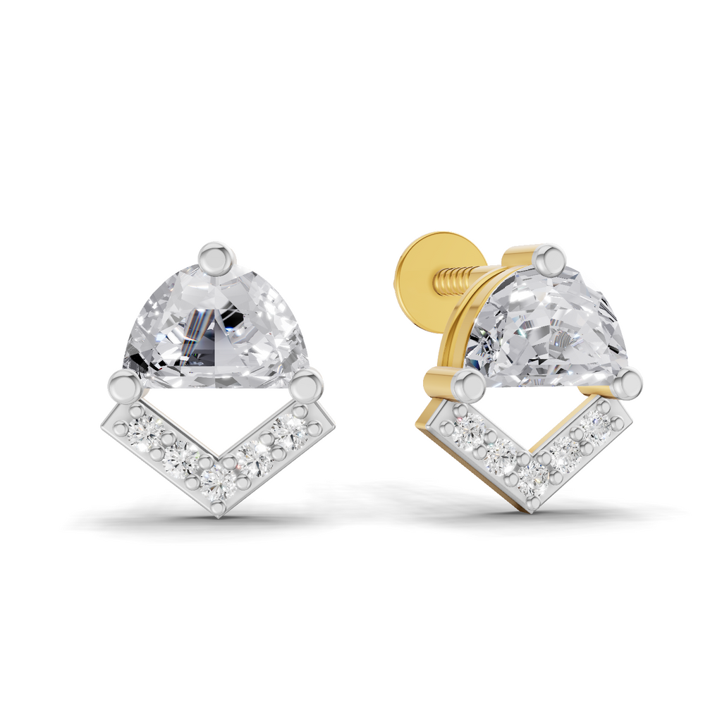0.71 Carat Bridal Wear Inverted Edges Earrings 14K