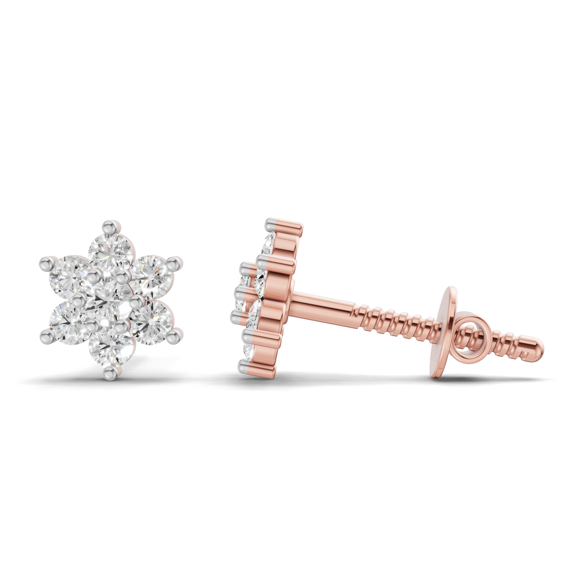 Classic Floral Cluster Diamond Stud Earrings