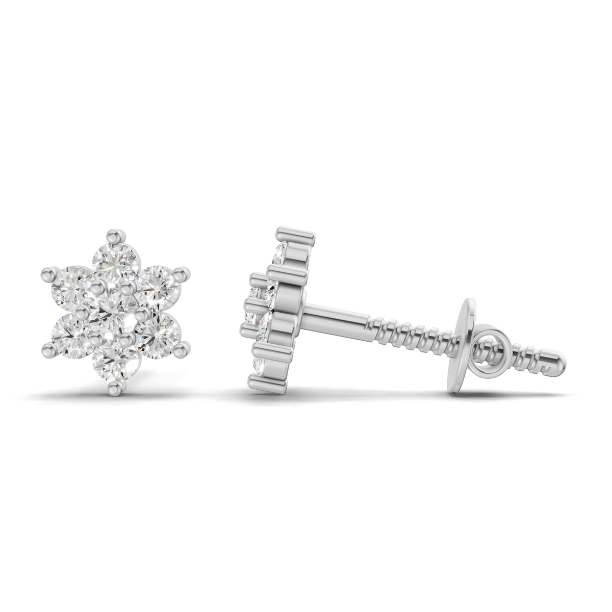Classic Floral Cluster Diamond Stud Earrings