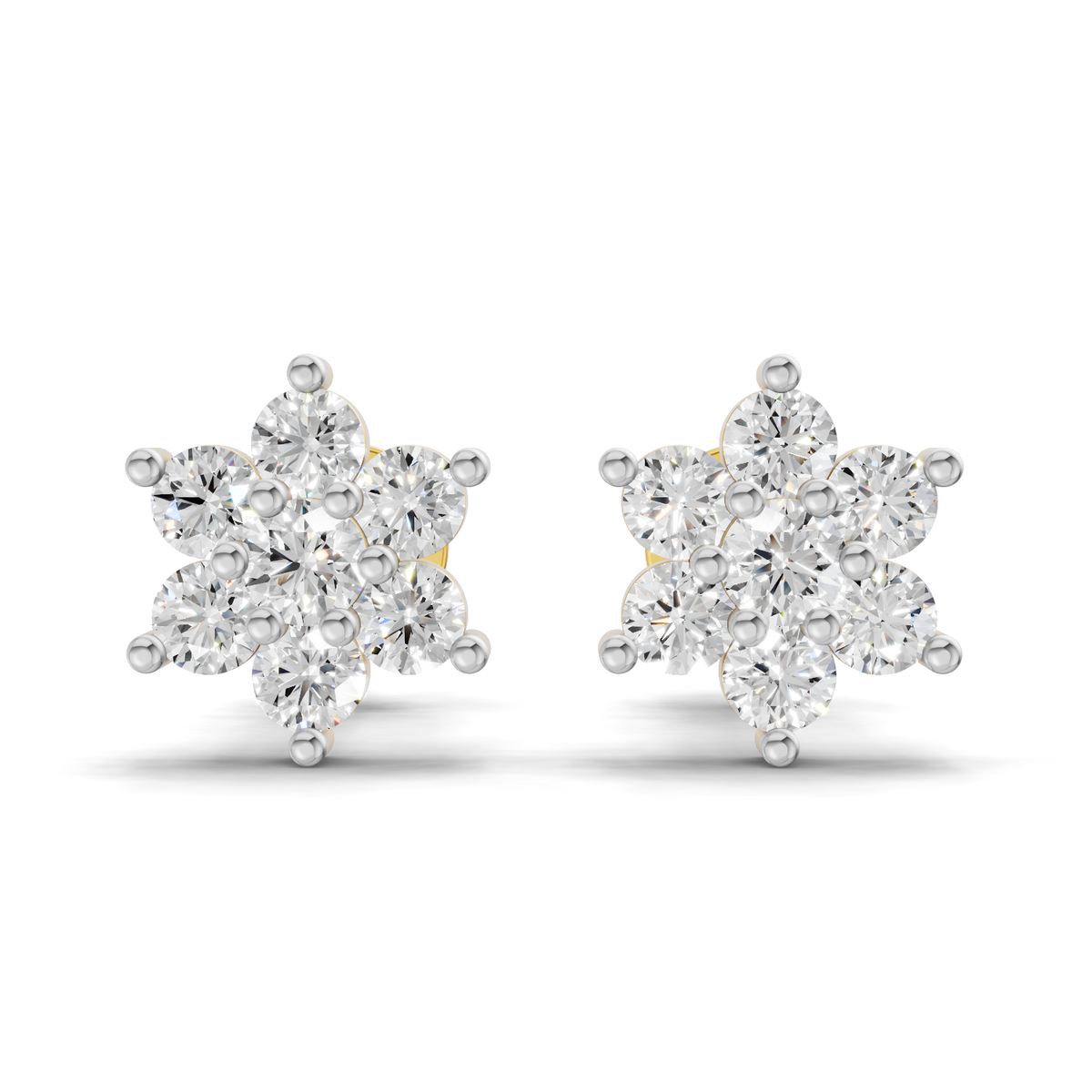 0.2 Carat Flower Cluster Studs Earrings 14K
