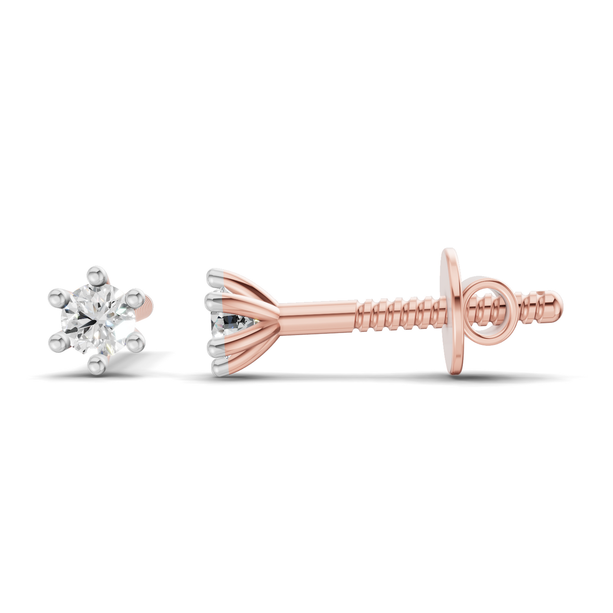 Classic Round Solitaire Diamond Stud Earrings
