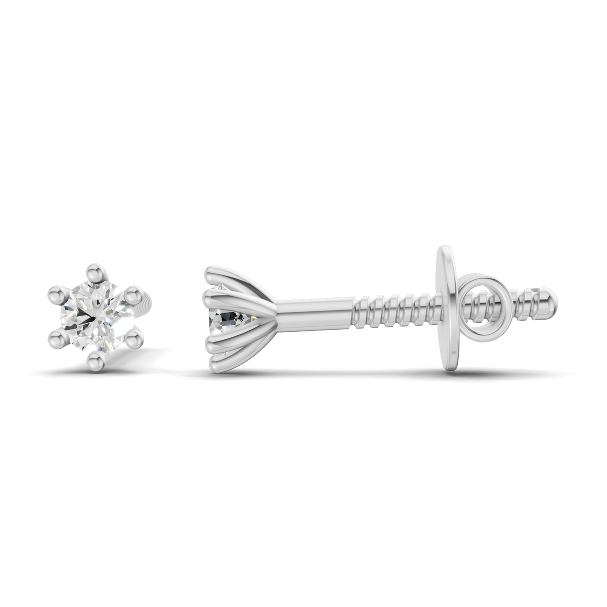 Classic Round Solitaire Diamond Stud Earrings