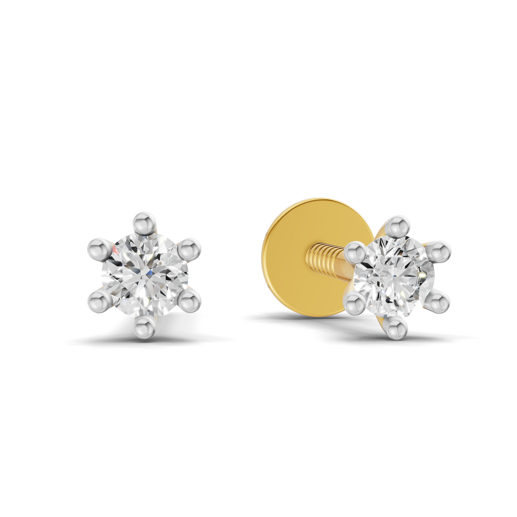 0.19 Carat Round Diamond Solitaire Studs Earrings 14K