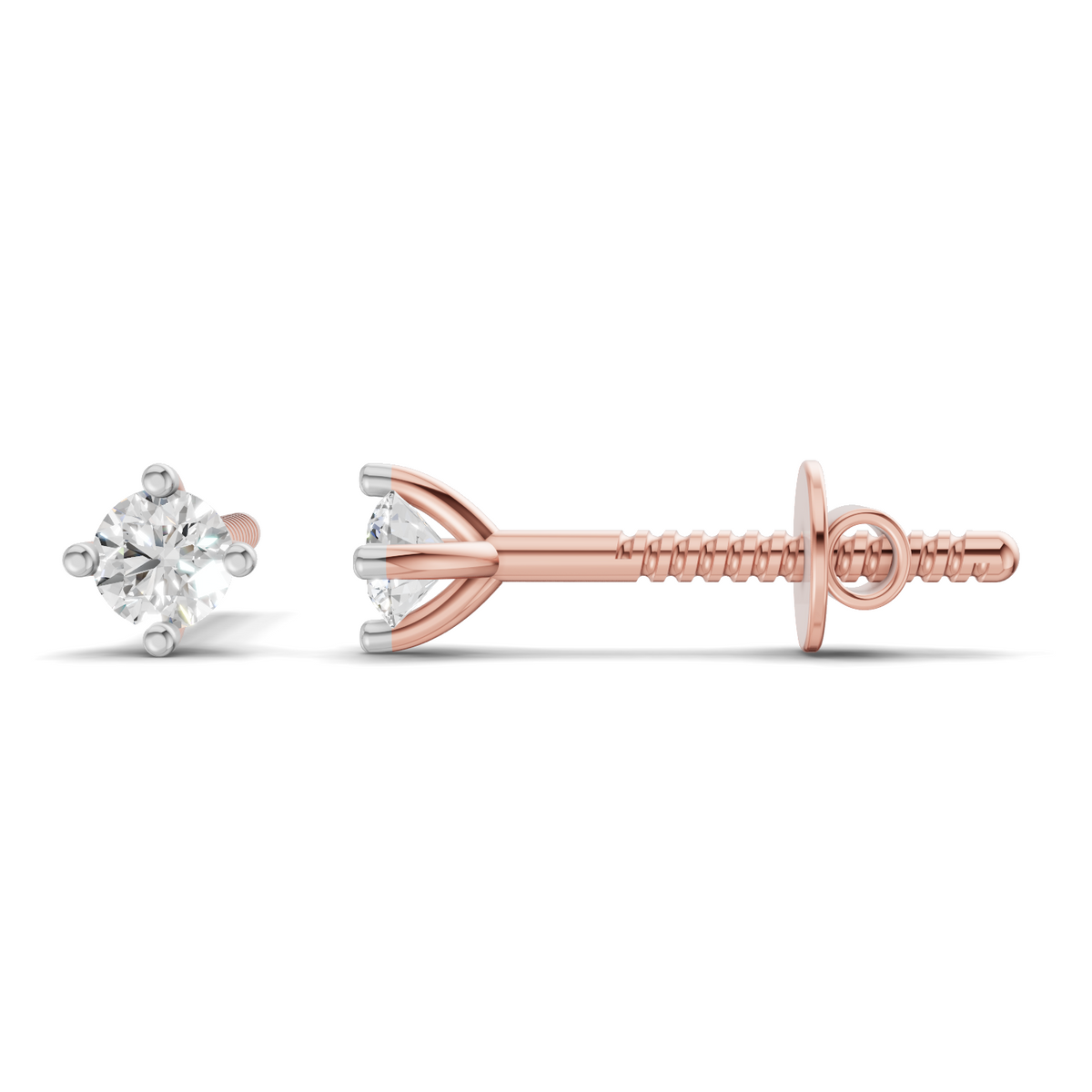 Refined Solitaire Diamond Stud Earrings