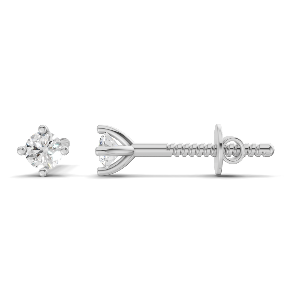 Refined Solitaire Diamond Stud Earrings