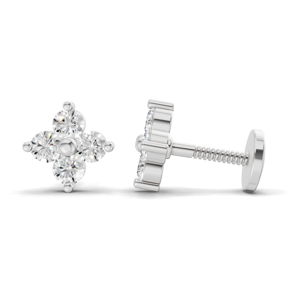 Enchanting Floral Diamond Stud Earrings