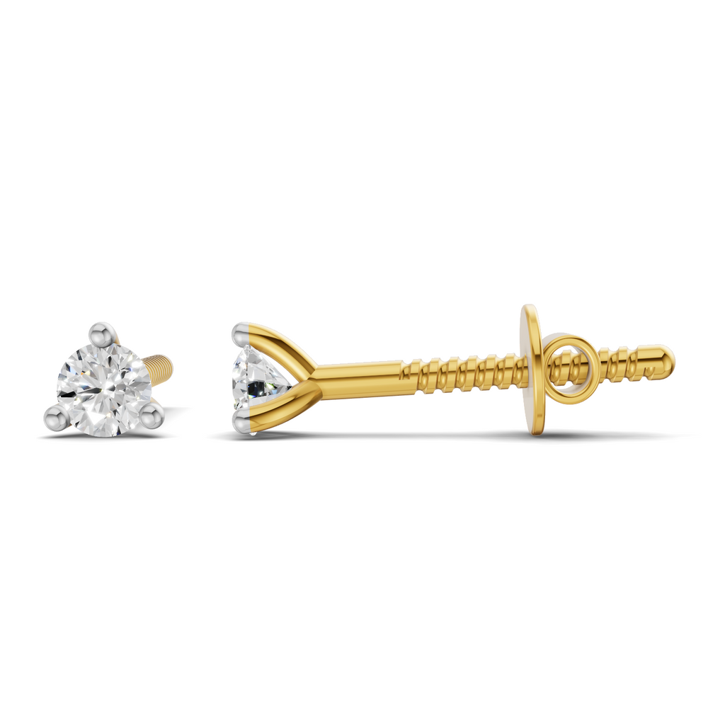 0.08 Carat 3-Prong Studs Earrings 14K