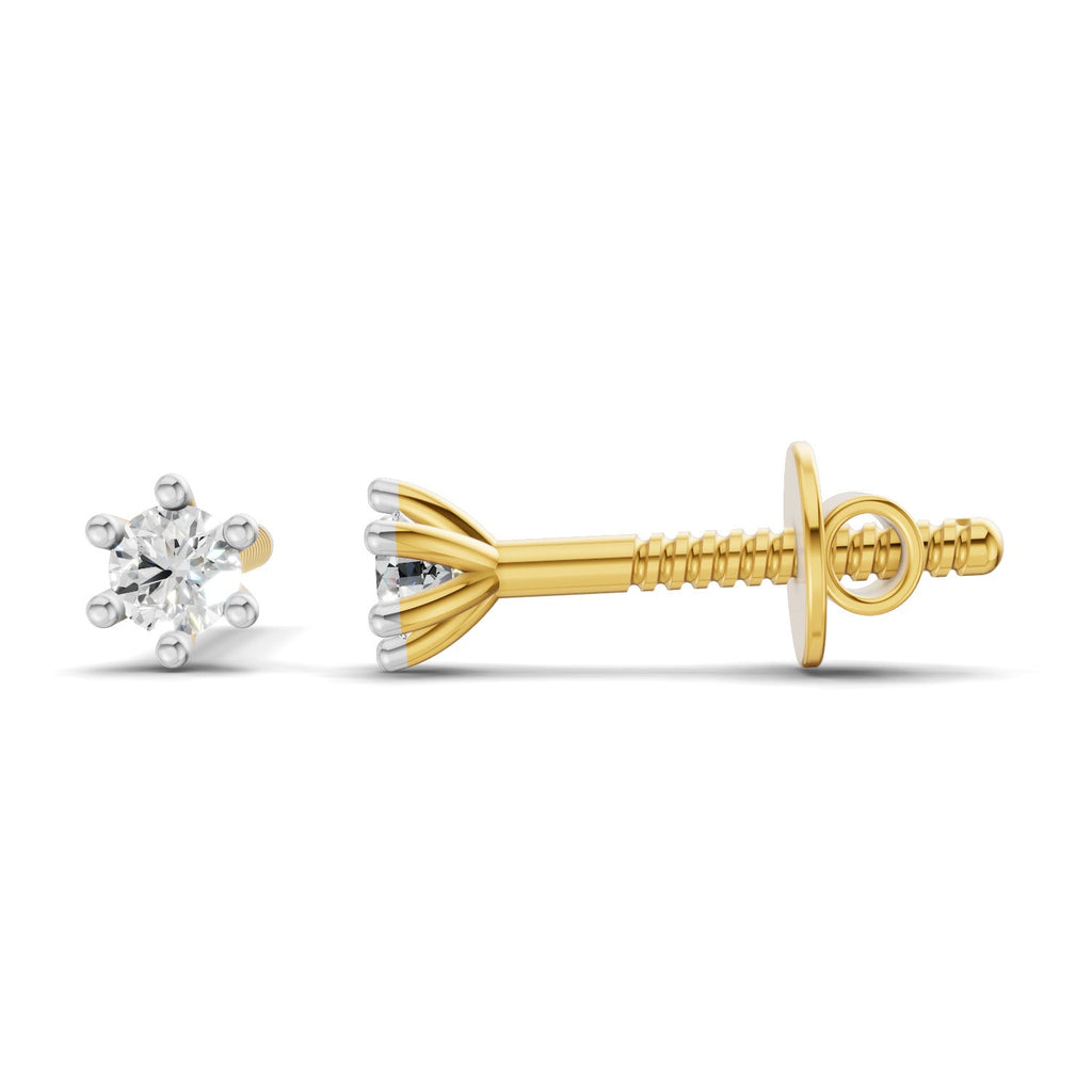 0.09 Carat Single Round Diamond Stud Earring 14K