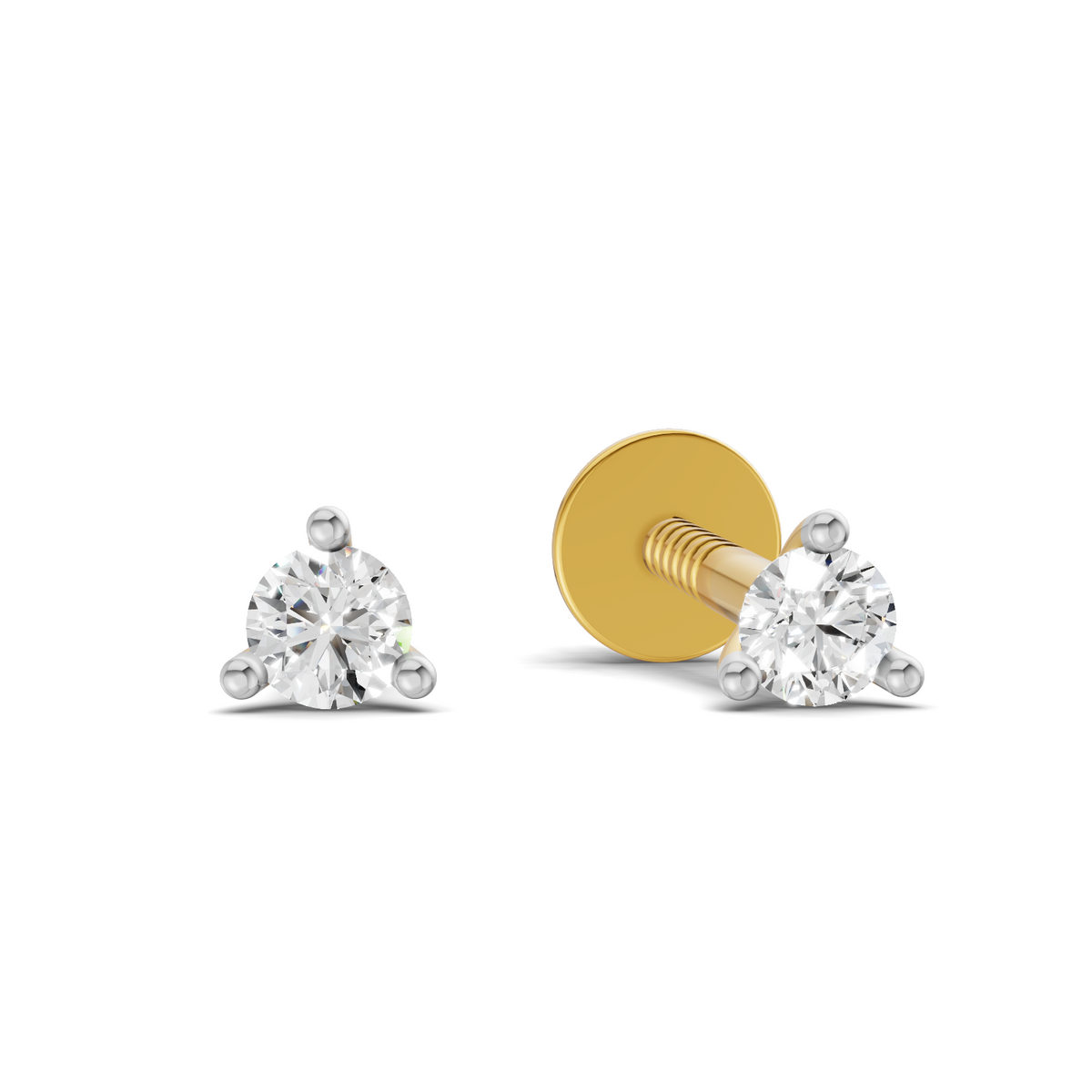 0.13 Carat tri-prong Earrings 14K
