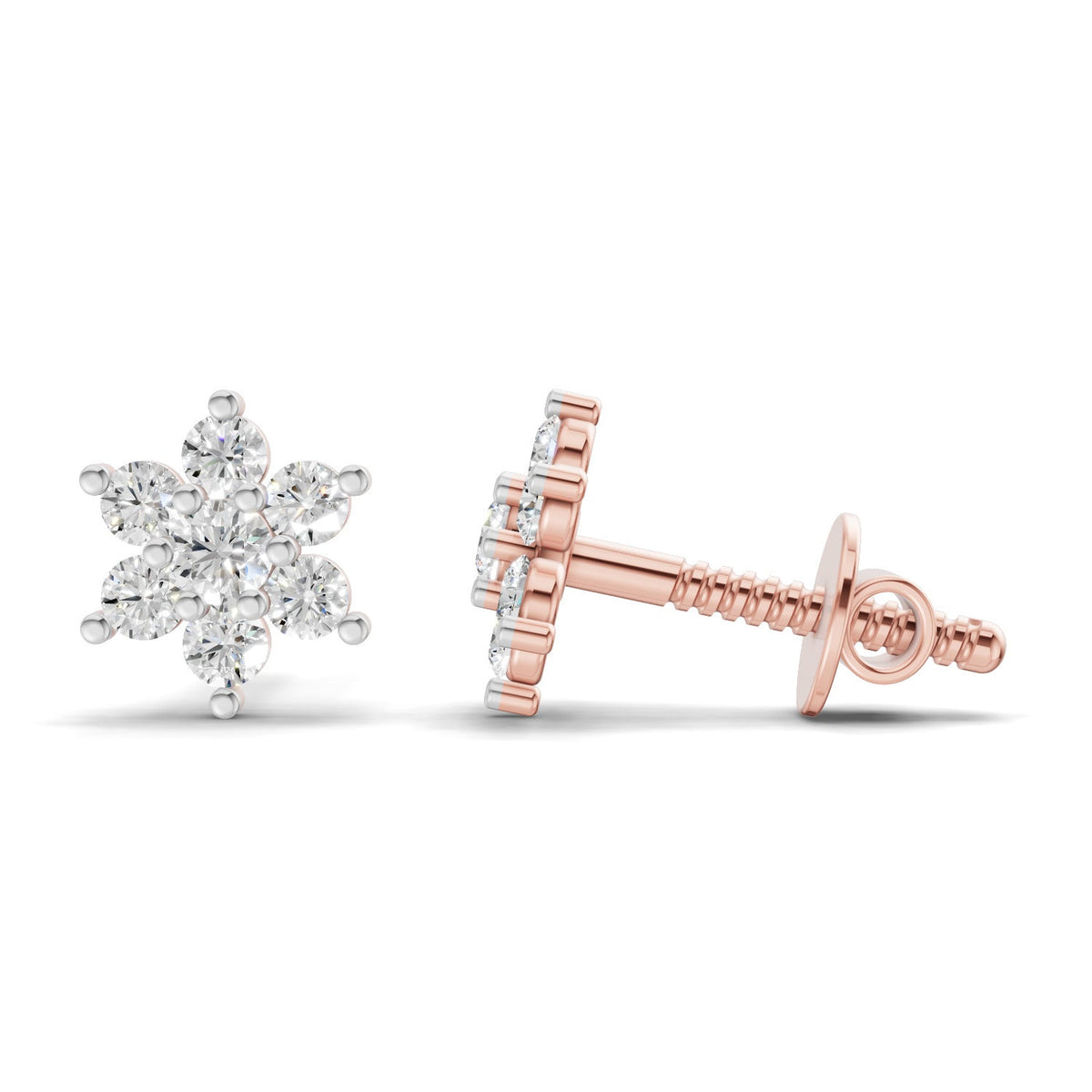Gleaming Snowflake Diamond Stud Earrings