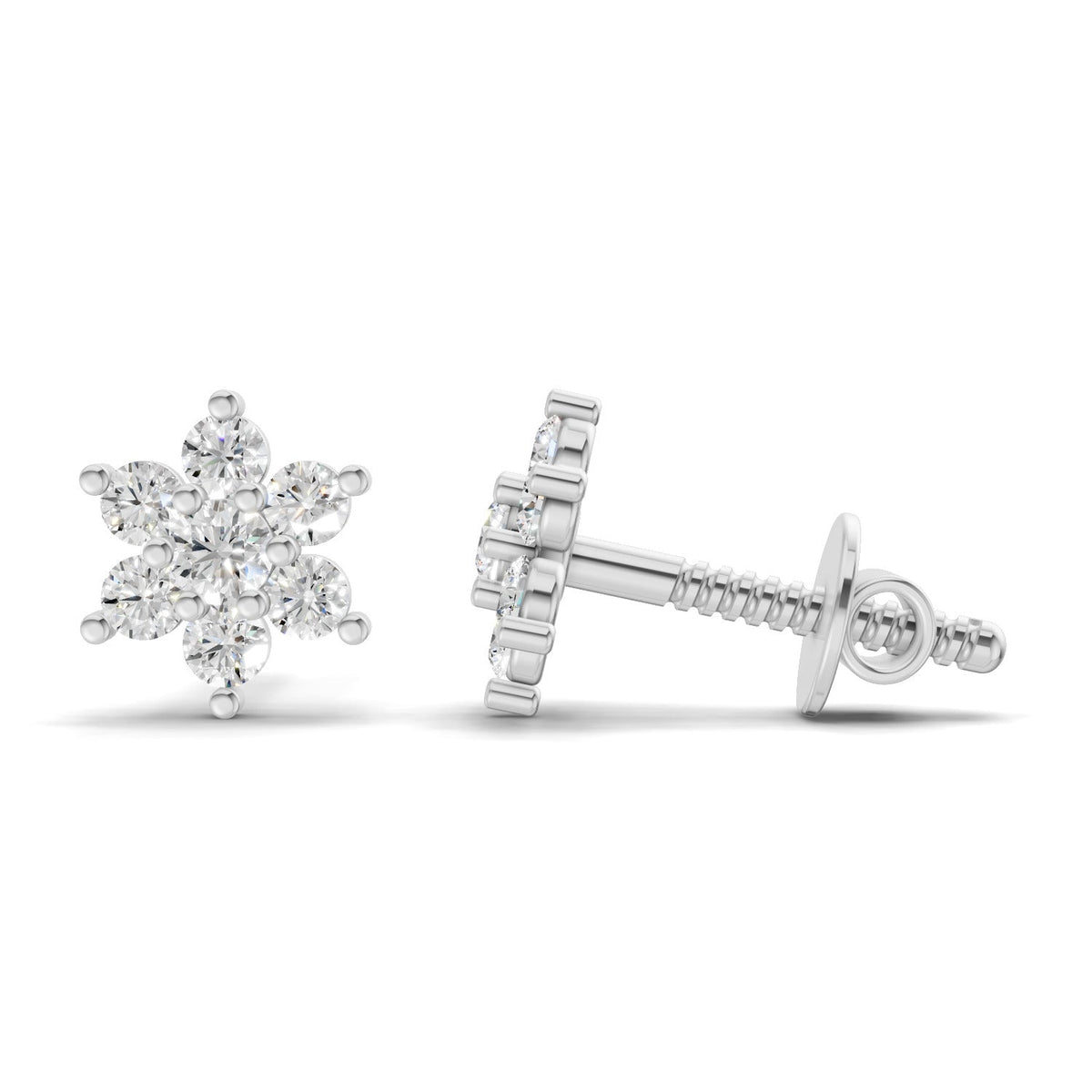 Gleaming Snowflake Diamond Stud Earrings