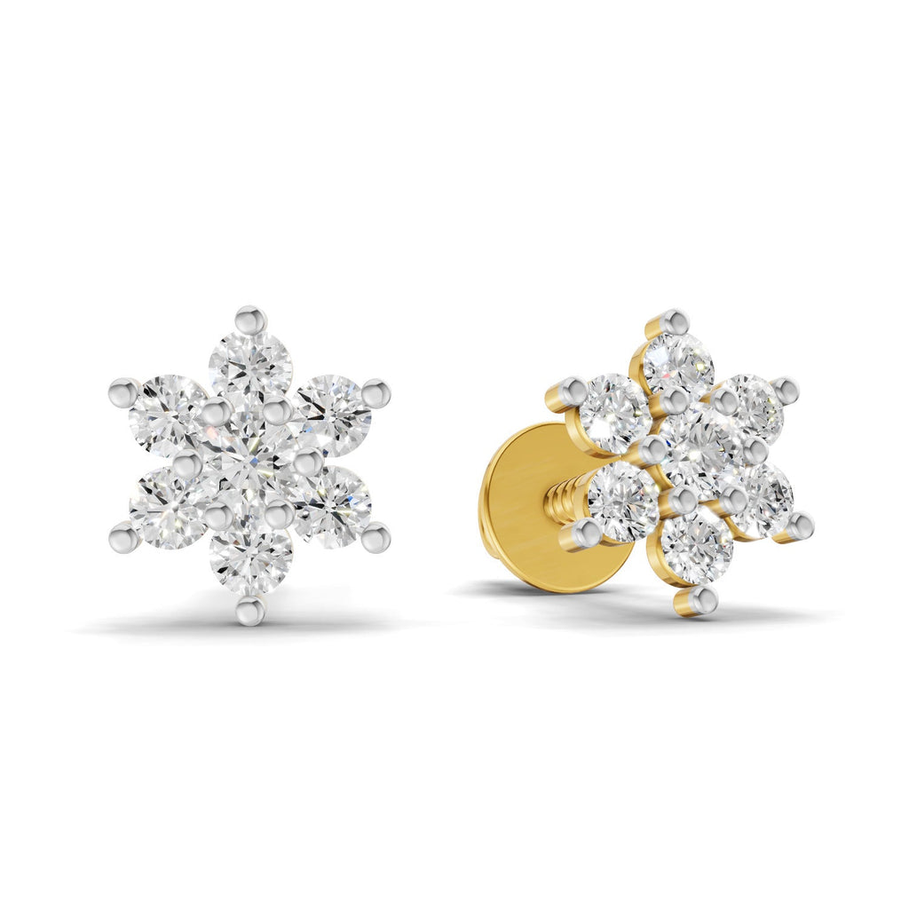 0.22 Carat Snowflake Diamond Studs Earring 14K