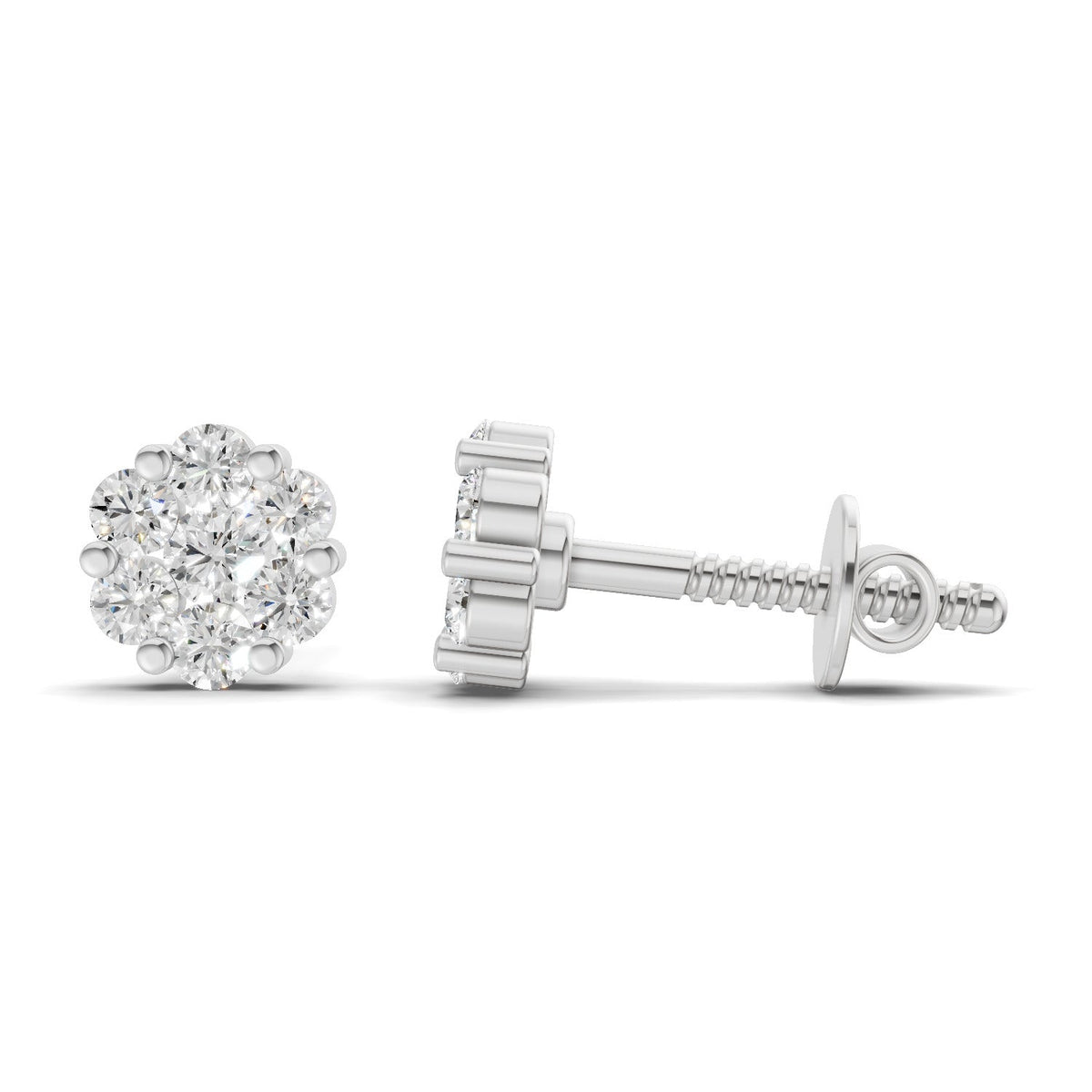 Brilliant Floral Diamond Stud Earrings